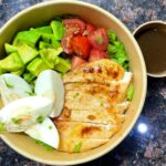 Chicken Avocade Salad (Grilled chicken breast, avocado, tomatoes & boiled egg served with mustard dressing)