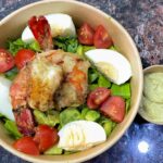 Prawn Avocado Salad (Prawns, fresh avocado, tomato & eggs with pesto aoli sauce)